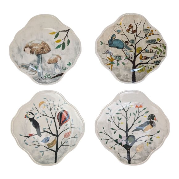 Anthropologie Rebecca Rebouche Curious Deciduous | Set of 4 Salad/Dessert Plates - Picture 2 of 10